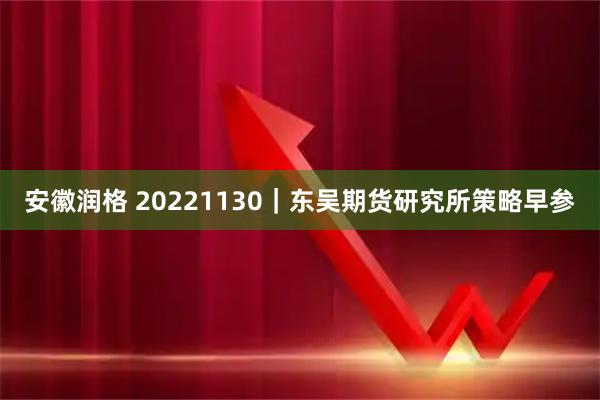 安徽润格 20221130｜东吴期货研究所策略早参
