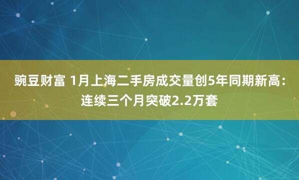 豌豆财富 1月上海二手房成交量创5年同期新高:连续三个月突破2.2万套